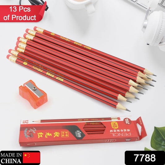 Wooden Pencil Set Multi - Use Wooden Graphite Pencils for Art, School, Office & Gifting - Wood Pencil with Eraser, Sharpener (13 Pc Set) - infinityexculsivestore.com
