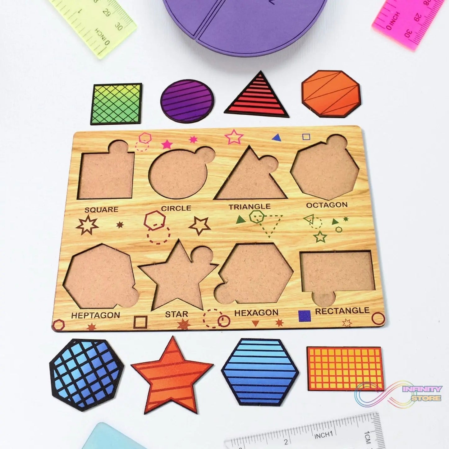 Wooden Triangles Puzzle Learning Educational Board (1 Set / 28×20 Cm) - infinityexculsivestore.com
