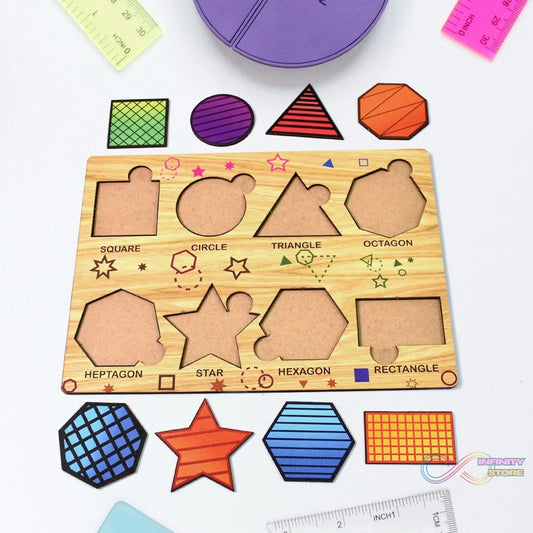Wooden Triangles Puzzle Learning Educational Board (1 Set / 28×20 Cm) - infinityexculsivestore.com