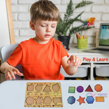 Wooden Triangles Puzzle Learning Educational Board (1 Set / 28×20 Cm) - infinityexculsivestore.com