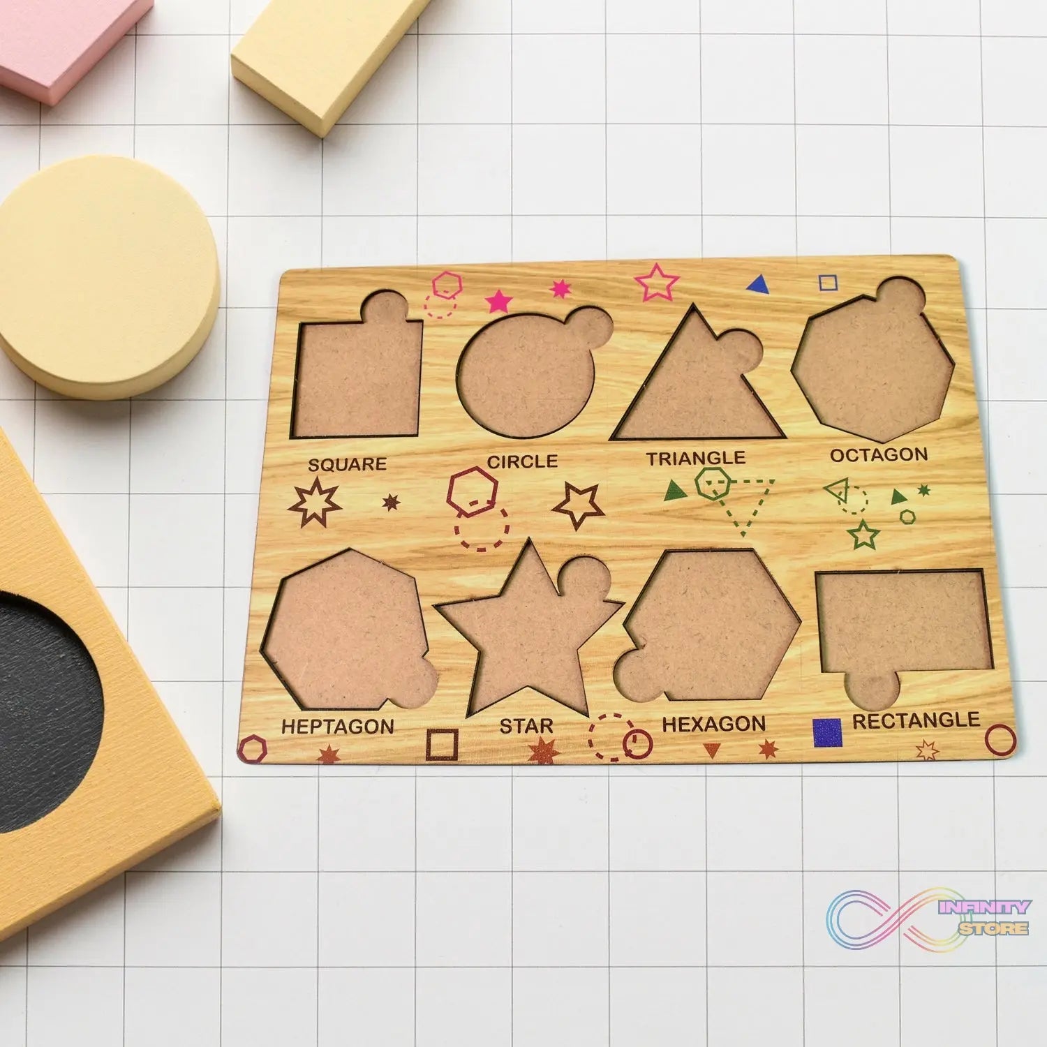 Wooden Triangles Puzzle Learning Educational Board (1 Set / 28×20 Cm) - infinityexculsivestore.com