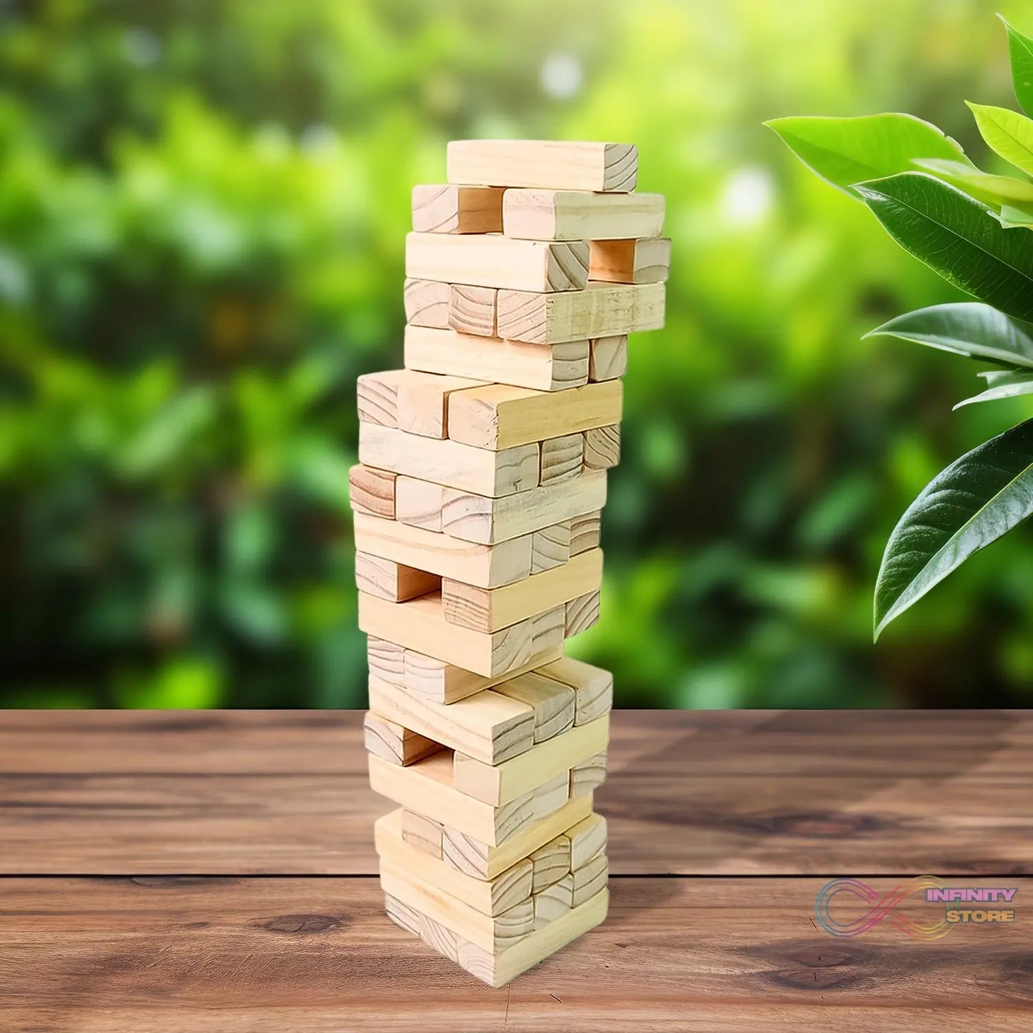 Wooden Tumbling Stacking Tower Game, Zenga tower (48 Pcs Blocks 2 Dices) - infinityexculsivestore.com