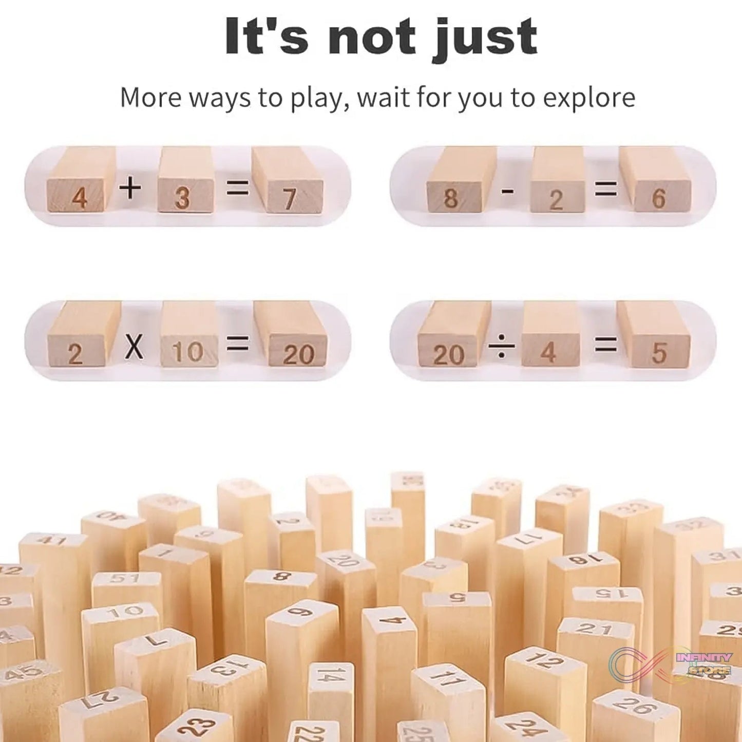 Wooden Tumbling Stacking Tower Game, Zenga tower (48 Pcs Blocks 2 Dices) - infinityexculsivestore.com