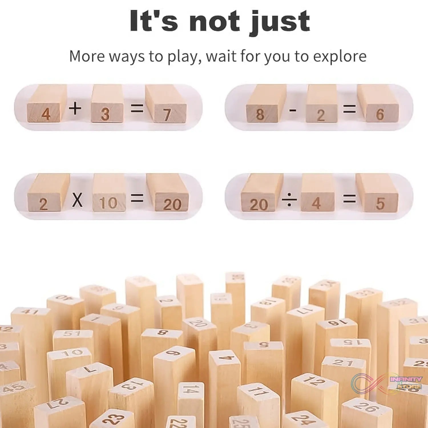 Wooden Tumbling Stacking Tower Game, Zenga tower (48 Pcs Blocks 2 Dices) - infinityexculsivestore.com
