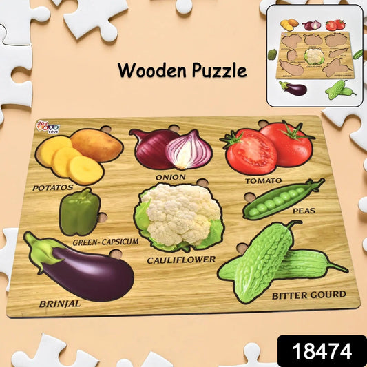 Wooden Vegetable Puzzle Learning Educational Board (1 Set / 28×20 Cm) - infinityexculsivestore.com