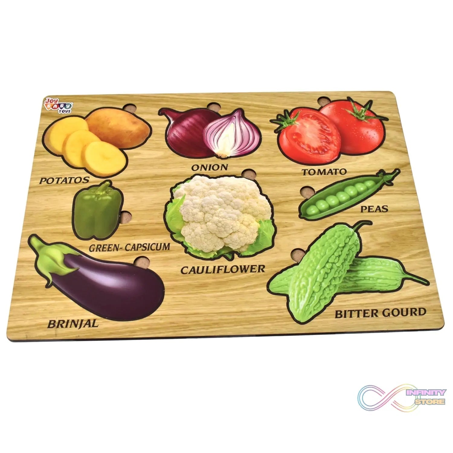 Wooden Vegetable Puzzle Learning Educational Board (1 Set / 28×20 Cm) - infinityexculsivestore.com