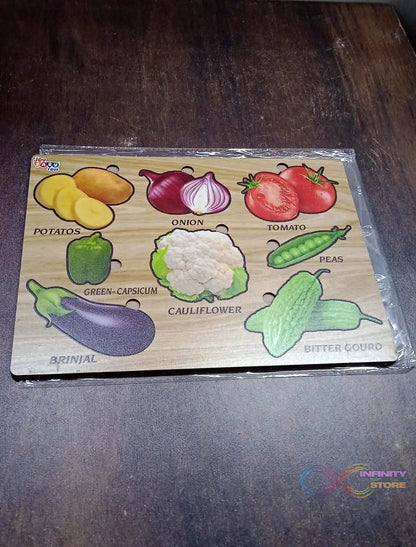 Wooden Vegetable Puzzle Learning Educational Board (1 Set / 28×20 Cm) - infinityexculsivestore.com