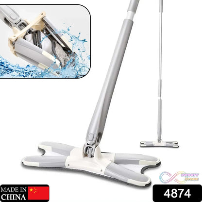 X-shape flat mop for wet and dry cleaning