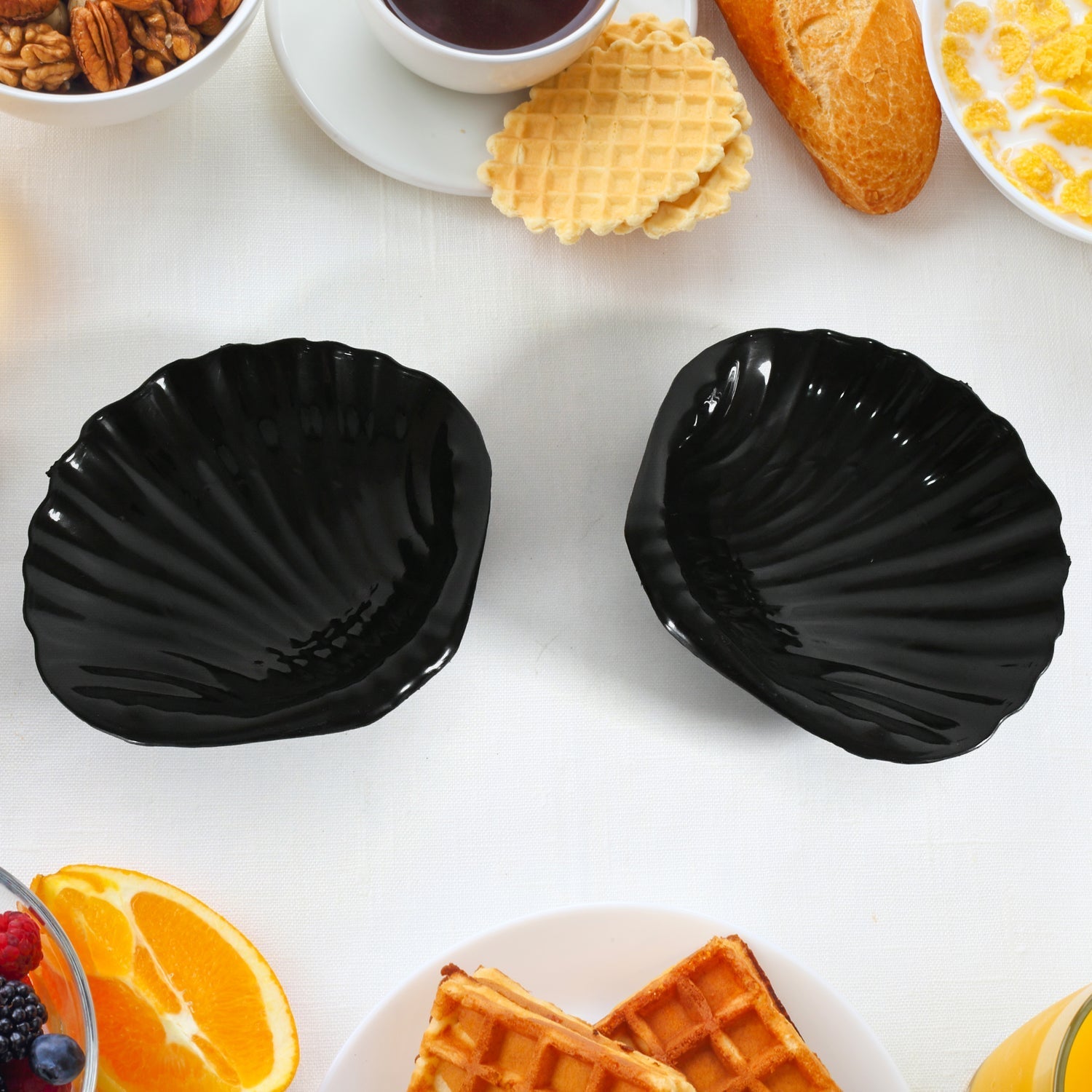 Sweet Buzz Ceramic Tea / cups / Mug Set With Seashell Shape Serving Bowl Milk Cup, Coffee Cup, Tea Cup, Breakfast Cup, Drinking Mug or Outdoor for Household, Gift for Birthday, Wedding Party (8 Pcs set) - infinityexculsivestore.com