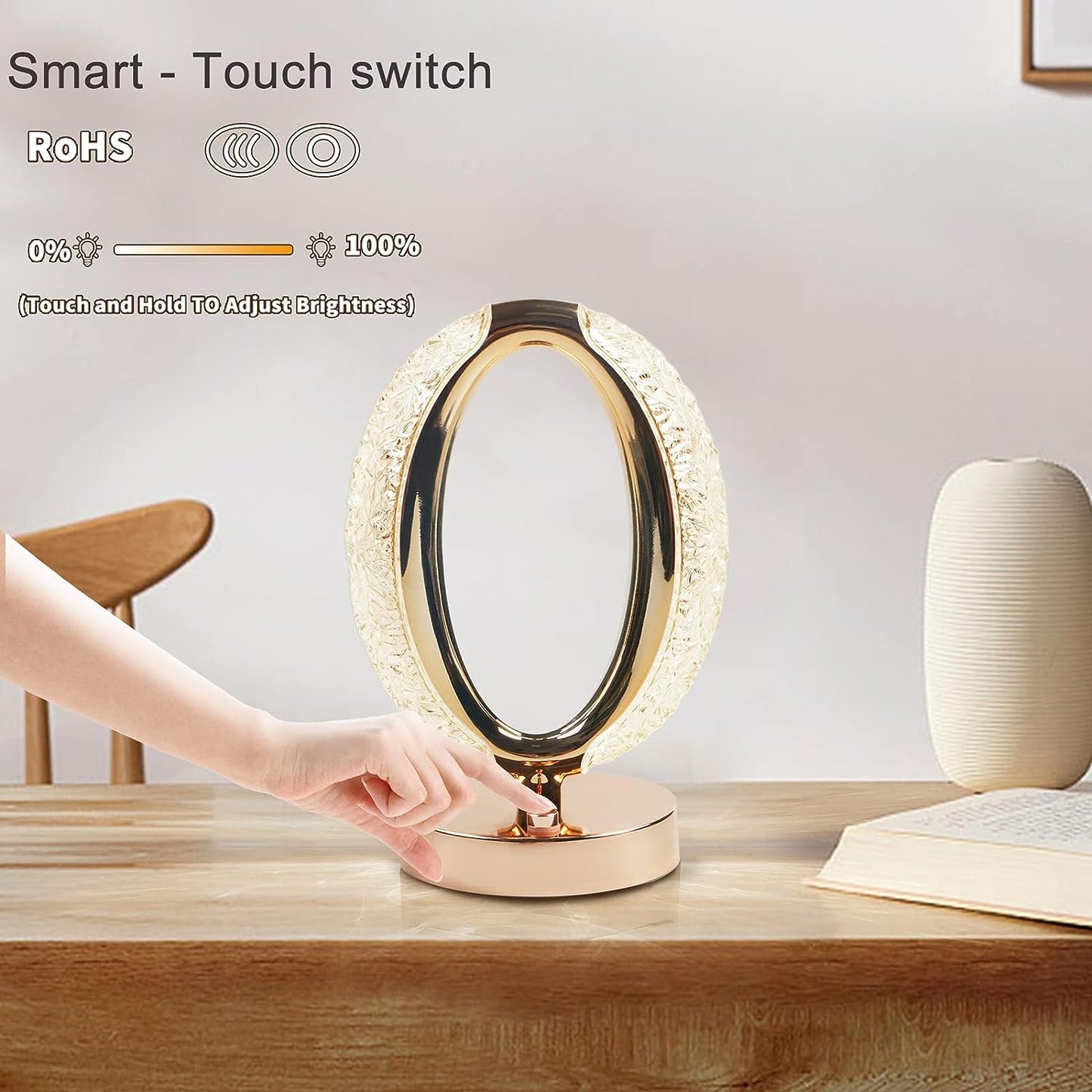 Touch Control Crystal Table Desk Lamp, 3 - Way Dimmable Light, USB Rechargeable Crystal Diamond Table Lamp, Exquisite Night Stand Light Lamp Beside Lamp for Bedroom Living Room, Decorative Desk Lamp - infinityexculsivestore.com