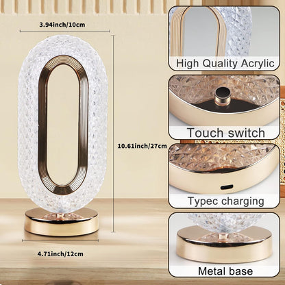 Touch Control Crystal Table Desk Lamp, 3 - Way Dimmable Light, USB Rechargeable Crystal Diamond Table Lamp, Exquisite Night Stand Light Lamp Beside Lamp for Bedroom Living Room, Decorative Desk Lamp - infinityexculsivestore.com