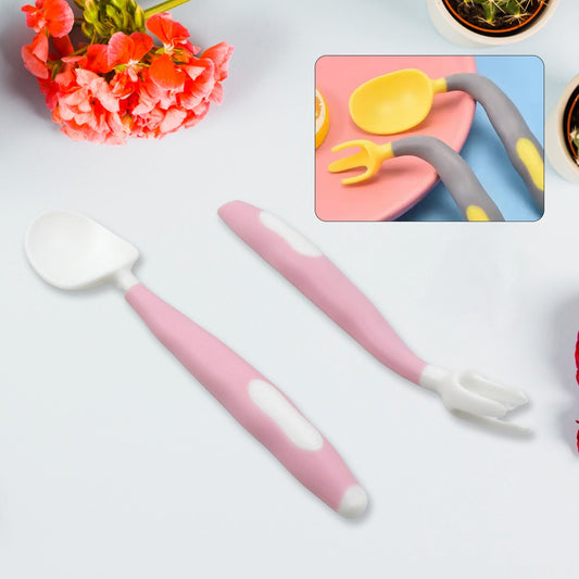 Silicone Bendable Kids Feeding Spoons And Forks, Toddler Utensils with Travel case, Baby Spoon and Fork Set for self - Feeding Learning Bendable Handle for Kid Children Toddlers (2 Pc Set) - infinityexculsivestore.com