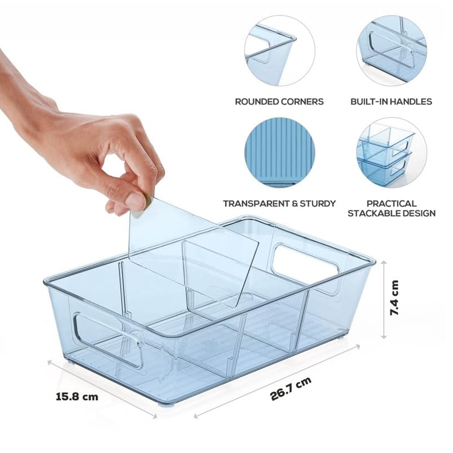 Plastic Refrigerator Organizer Bins, Set Of 2 Stackable Fridge Organizers with Handle, Clear Organizing Food Fruit Vegetables Pantry Storage Bins for Freezer kitchen Cabinet Organization and Storage (2 Pcs Set Mix Color) - infinityexculsivestore.com