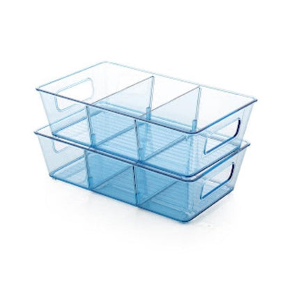 Plastic Refrigerator Organizer Bins, Set Of 2 Stackable Fridge Organizers with Handle, Clear Organizing Food Fruit Vegetables Pantry Storage Bins for Freezer kitchen Cabinet Organization and Storage (2 Pcs Set Mix Color) - infinityexculsivestore.com