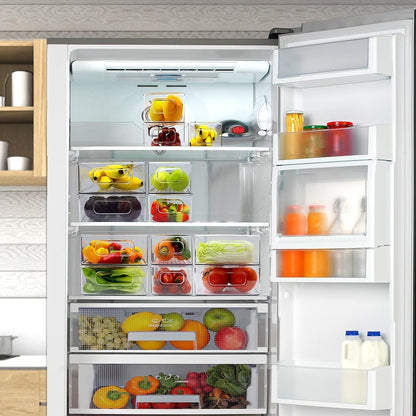 Plastic Refrigerator Organizer Bins, Set Of 2 Stackable Fridge Organizers with Handle, Clear Organizing Food Fruit Vegetables Pantry Storage Bins for Freezer kitchen Cabinet Organization and Storage (2 Pcs Set Mix Color) - infinityexculsivestore.com