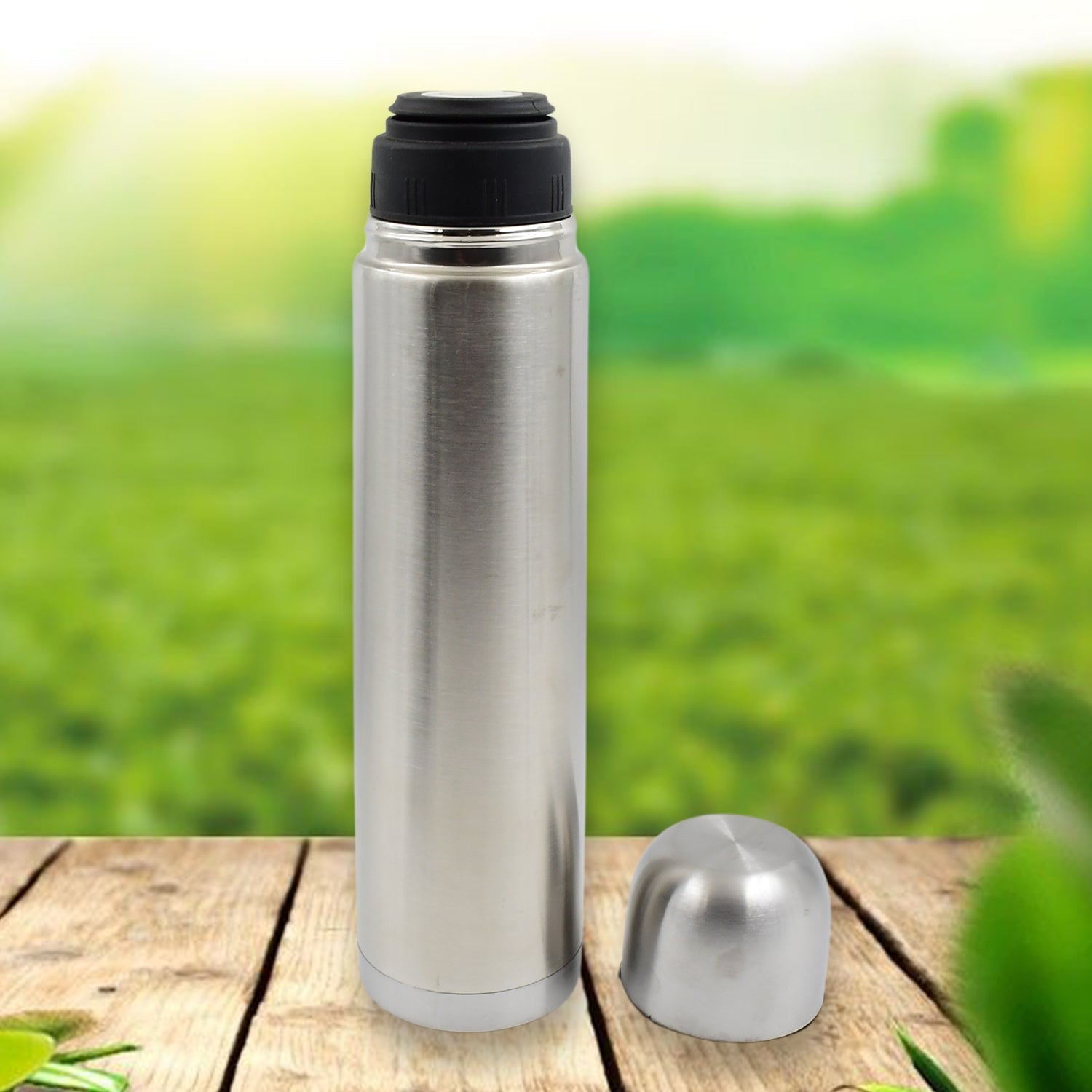 Vacuum Flask With Cover, 18/8 Stainless Steel | Hot and Cold Water Bottle with Push - Down Lid | Double Walled Stainless Steel Bottle for Travel, Home, Office, School, Picnic (750 ML) - infinityexculsivestore.com