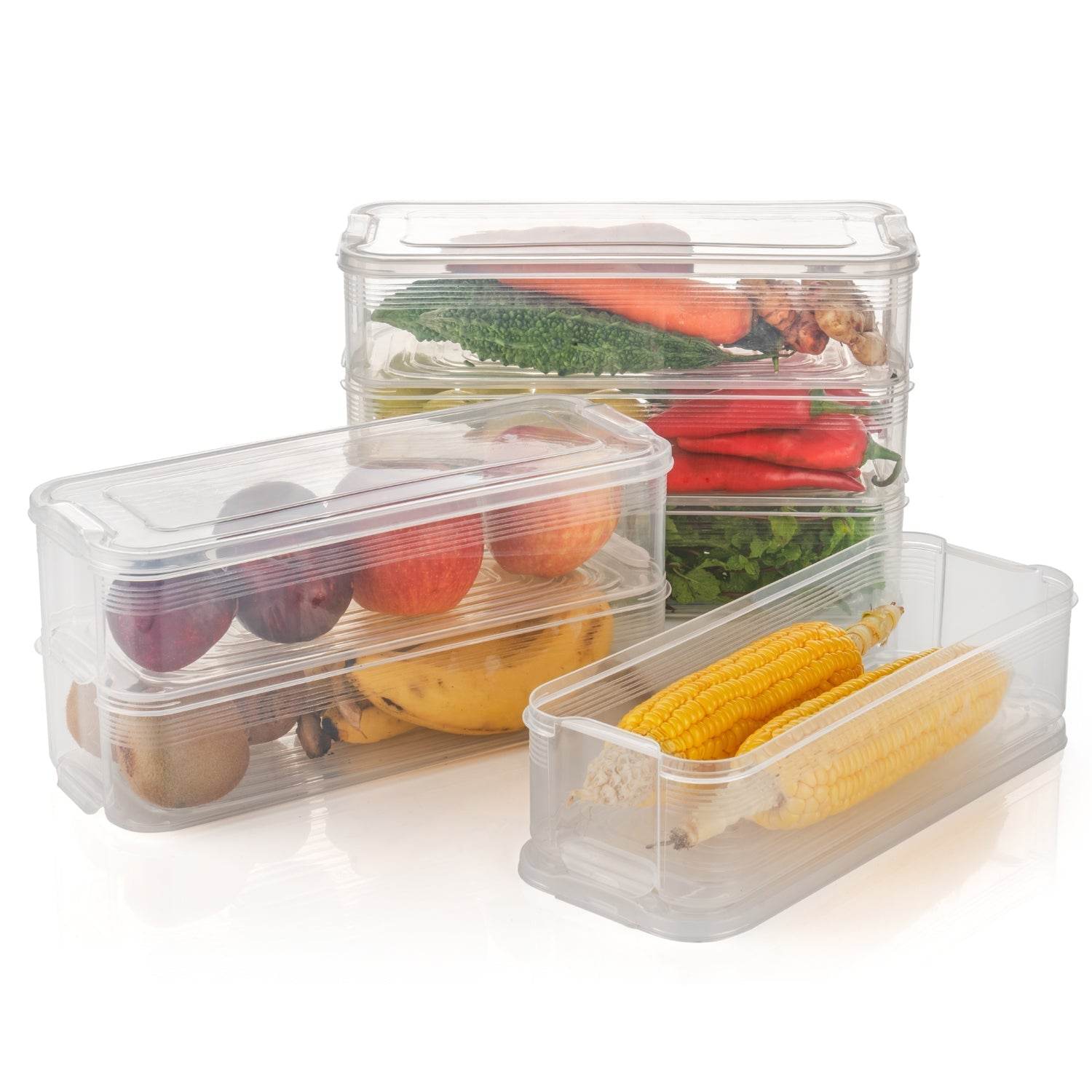 3 Fridge Storage Container, Fridge Organizer with Lid Stackable Fridge Storage Containers Plastic Freezer Storage Containers for Fish, Meat, Vegetables, Fruits, Pack of 3pcs, 1500ML Approx - infinityexculsivestore.com