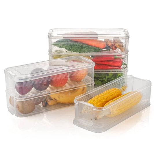3 Fridge Storage Container, Fridge Organizer with Lid Stackable Fridge Storage Containers Plastic Freezer Storage Containers for Fish, Meat, Vegetables, Fruits, Pack of 3pcs, 1500ML Approx - infinityexculsivestore.com
