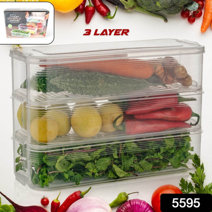 3 Fridge Storage Container, Fridge Organizer with Lid Stackable Fridge Storage Containers Plastic Freezer Storage Containers for Fish, Meat, Vegetables, Fruits, Pack of 3pcs, 1500ML Approx - infinityexculsivestore.com