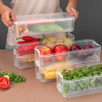 3 Fridge Storage Container, Fridge Organizer with Lid Stackable Fridge Storage Containers Plastic Freezer Storage Containers for Fish, Meat, Vegetables, Fruits, Pack of 3pcs, 1500ML Approx - infinityexculsivestore.com