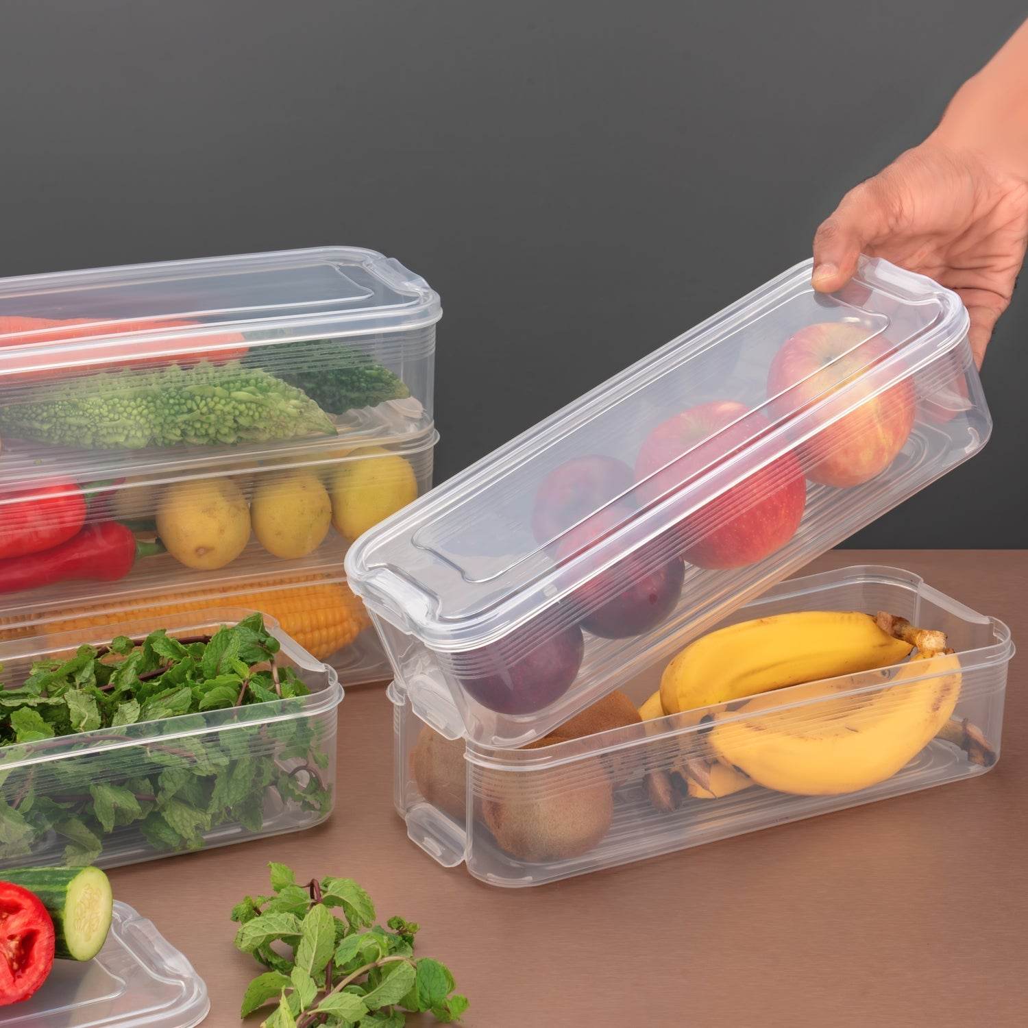 3 Fridge Storage Container, Fridge Organizer with Lid Stackable Fridge Storage Containers Plastic Freezer Storage Containers for Fish, Meat, Vegetables, Fruits, Pack of 3pcs, 1500ML Approx - infinityexculsivestore.com