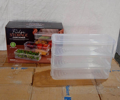 3 Fridge Storage Container, Fridge Organizer with Lid Stackable Fridge Storage Containers Plastic Freezer Storage Containers for Fish, Meat, Vegetables, Fruits, Pack of 3pcs, 1500ML Approx - infinityexculsivestore.com