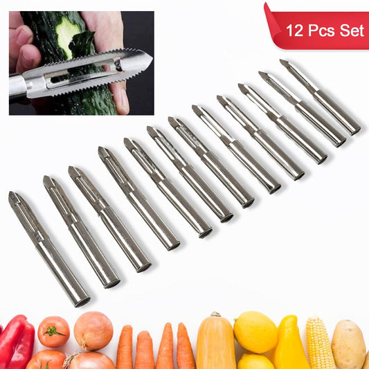 Multi - Purpose Stainless Steel Peeler With Handle For Vegetables, Potato Peeler, Carrot, grated, Suitable for Peeling and shredding Fruit and Vegetables Kitchen Accessories, Piller (12 Pcs Set)  - infinityexculsivestore.com