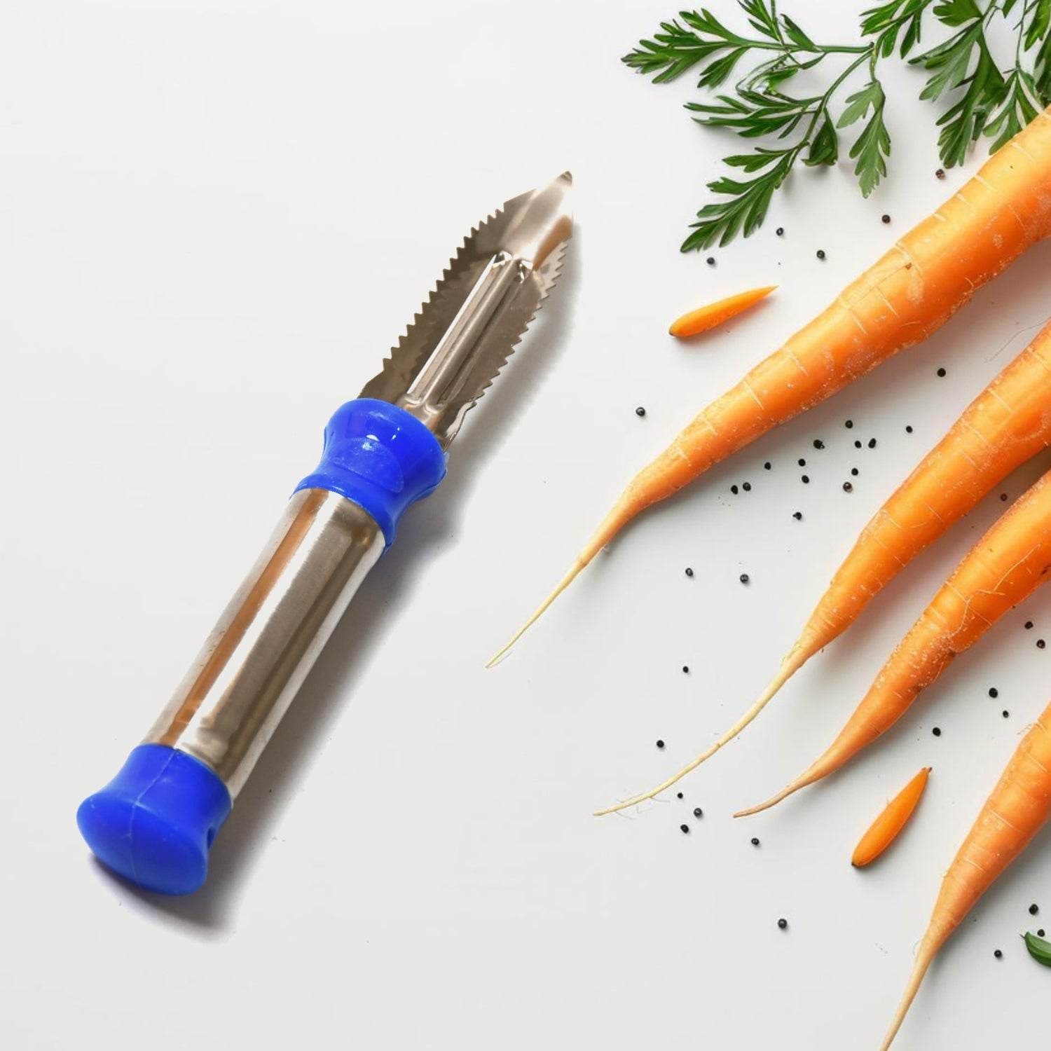 2in1 Multi - Purpose Stainless Steel Peeler With Hanging Ring For Vegetables, Potato Peeler, Carrot, grated, Suitable for Peeling and shredding Fruit and Vegetables Kitchen Accessories, Piller (1 pc)  - infinityexculsivestore.com