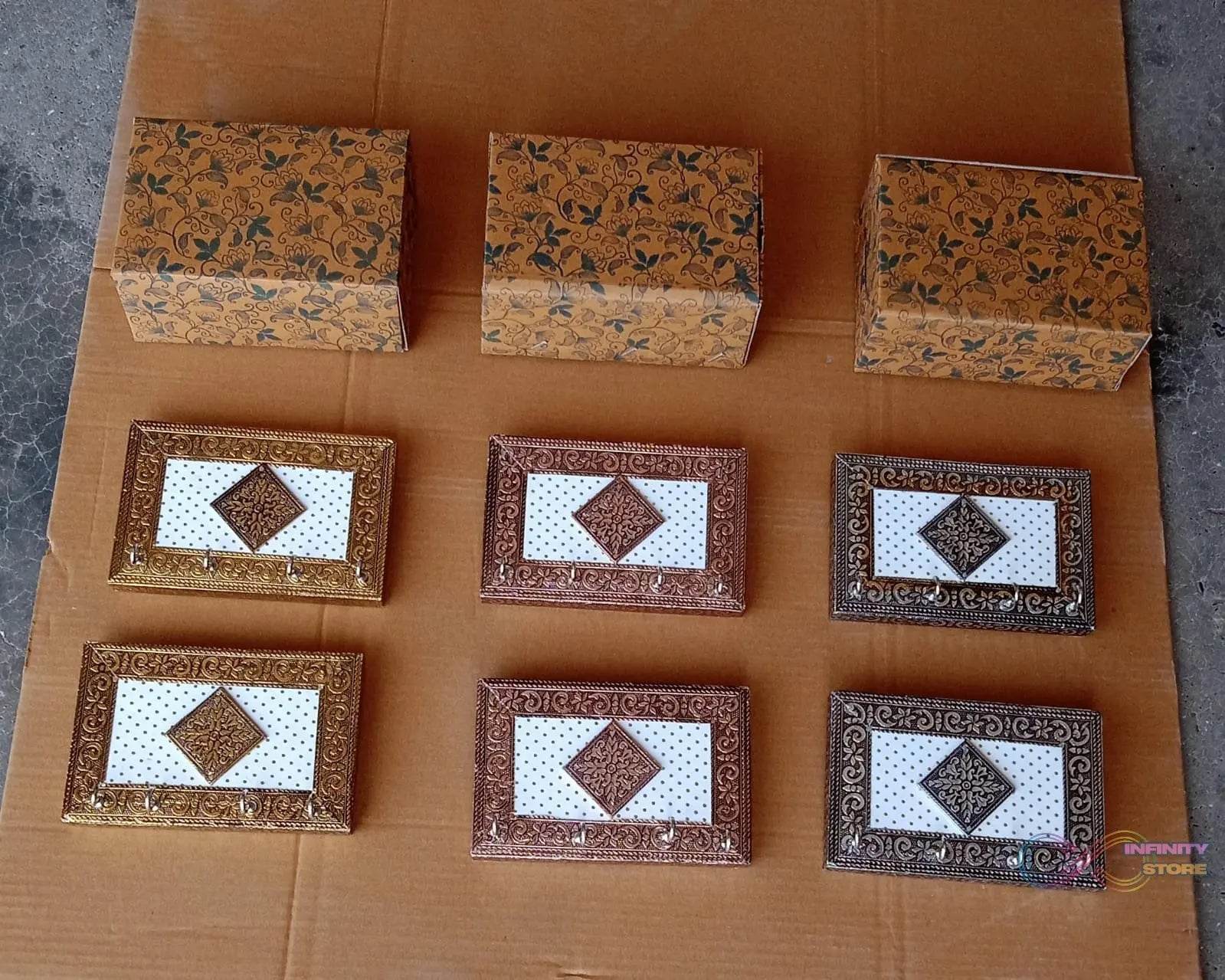 Handicraft Meenakari Wooden keyholder | Wall Hanging Key Holder Style for Your Home Decor & Gift Keys Stand for Entryway, Kitchen, Office, Bedroom Decorative Keys Organizer keyholder (2 Pc Set) - infinityexculsivestore.com