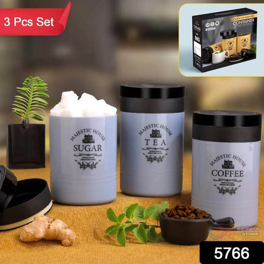 Accurate Seal Tea Sugar Coffee Container - 3 Pcs Plastic Damru Shaped Tea, Coffee, Sugar Canisters Jar, New Airtight Food Seal Containers for Salt, Dry Fruit, Grocery Multicolor (3 Pcs Set) - infinityexculsivestore.com