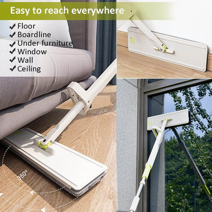 Floor Mop and Bucket Set, Flat Mop for Cleaning with Wringer, Self Clean Damp Mop and Bucket for Hardwood, Laminate, 2 in 1 Hands Free Mop with Washable Microfiber Pad for Wet & Dry Use - infinityexculsivestore.com