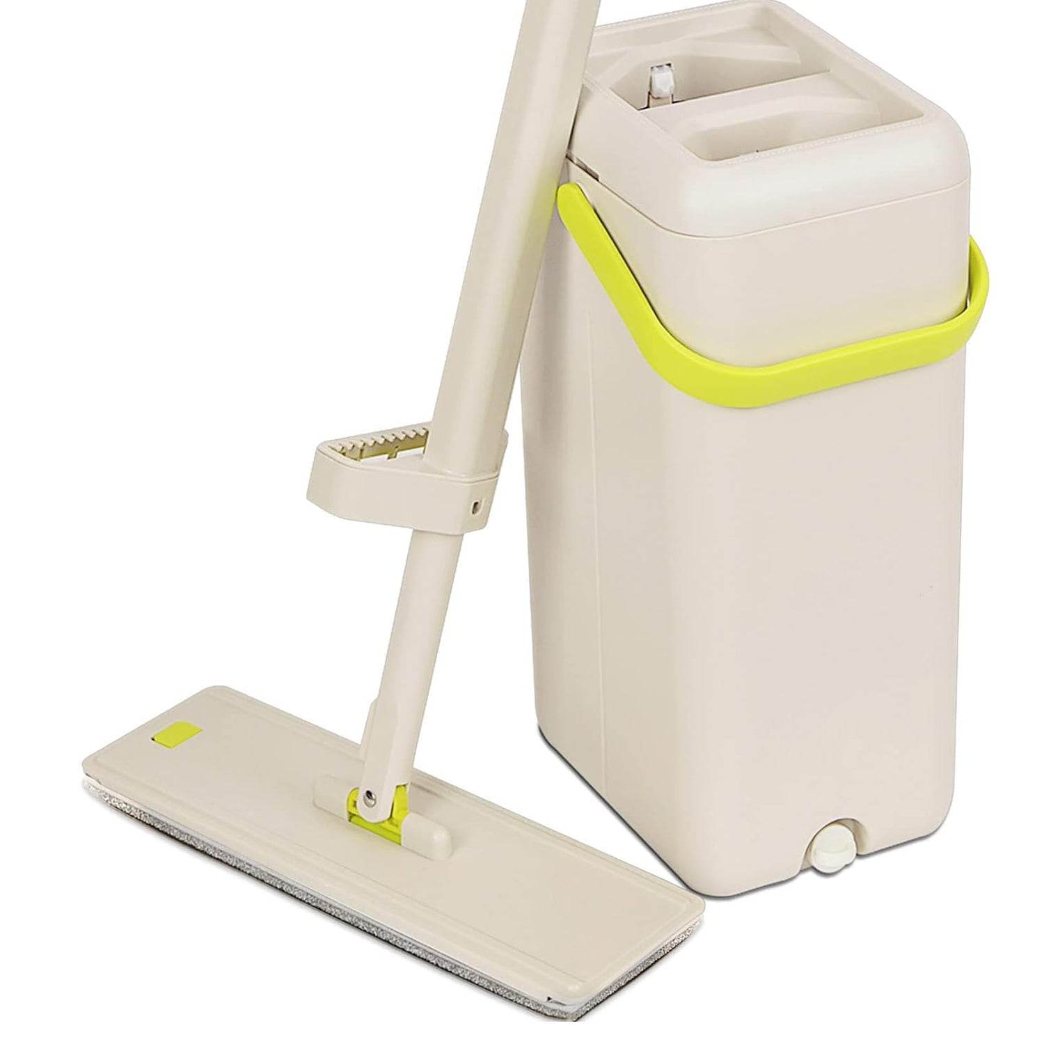 Floor Mop and Bucket Set, Flat Mop for Cleaning with Wringer, Self Clean Damp Mop and Bucket for Hardwood, Laminate, 2 in 1 Hands Free Mop with Washable Microfiber Pad for Wet & Dry Use - infinityexculsivestore.com