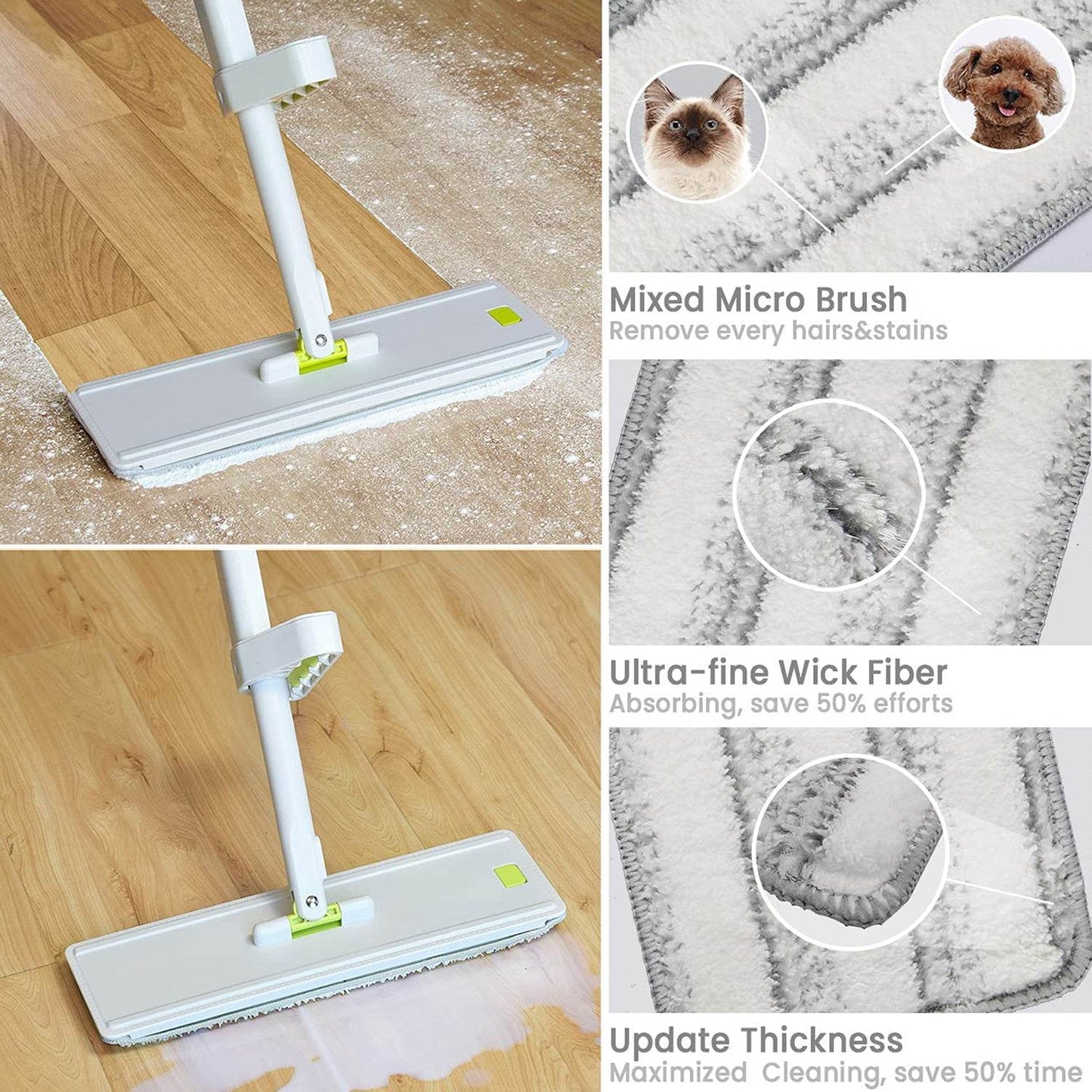 Floor Mop and Bucket Set, Flat Mop for Cleaning with Wringer, Self Clean Damp Mop and Bucket for Hardwood, Laminate, 2 in 1 Hands Free Mop with Washable Microfiber Pad for Wet & Dry Use - infinityexculsivestore.com