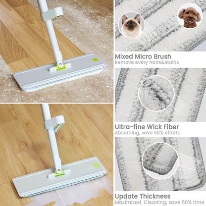 Floor Mop and Bucket Set, Flat Mop for Cleaning with Wringer, Self Clean Damp Mop and Bucket for Hardwood, Laminate, 2 in 1 Hands Free Mop with Washable Microfiber Pad for Wet & Dry Use - infinityexculsivestore.com
