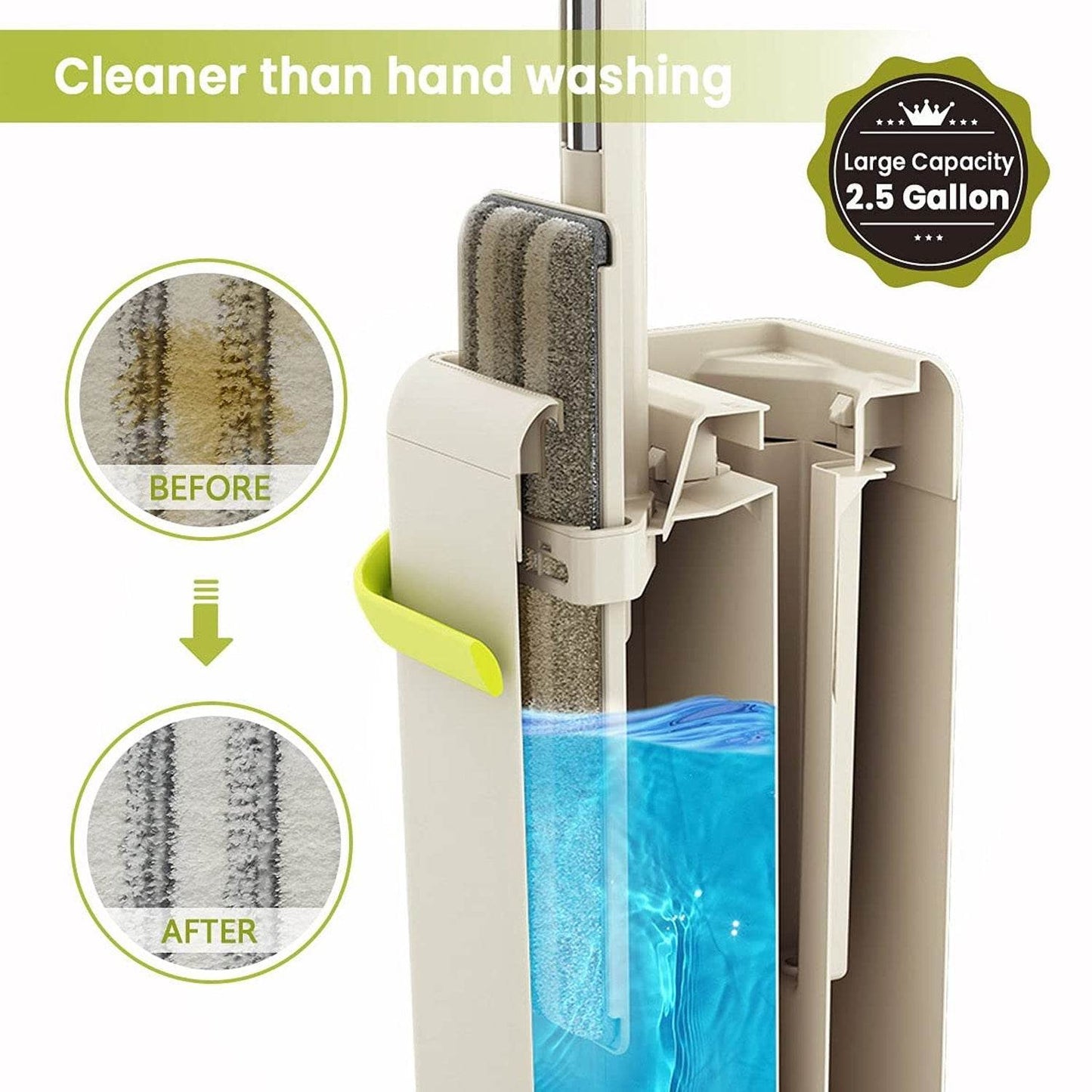 Floor Mop and Bucket Set, Flat Mop for Cleaning with Wringer, Self Clean Damp Mop and Bucket for Hardwood, Laminate, 2 in 1 Hands Free Mop with Washable Microfiber Pad for Wet & Dry Use - infinityexculsivestore.com