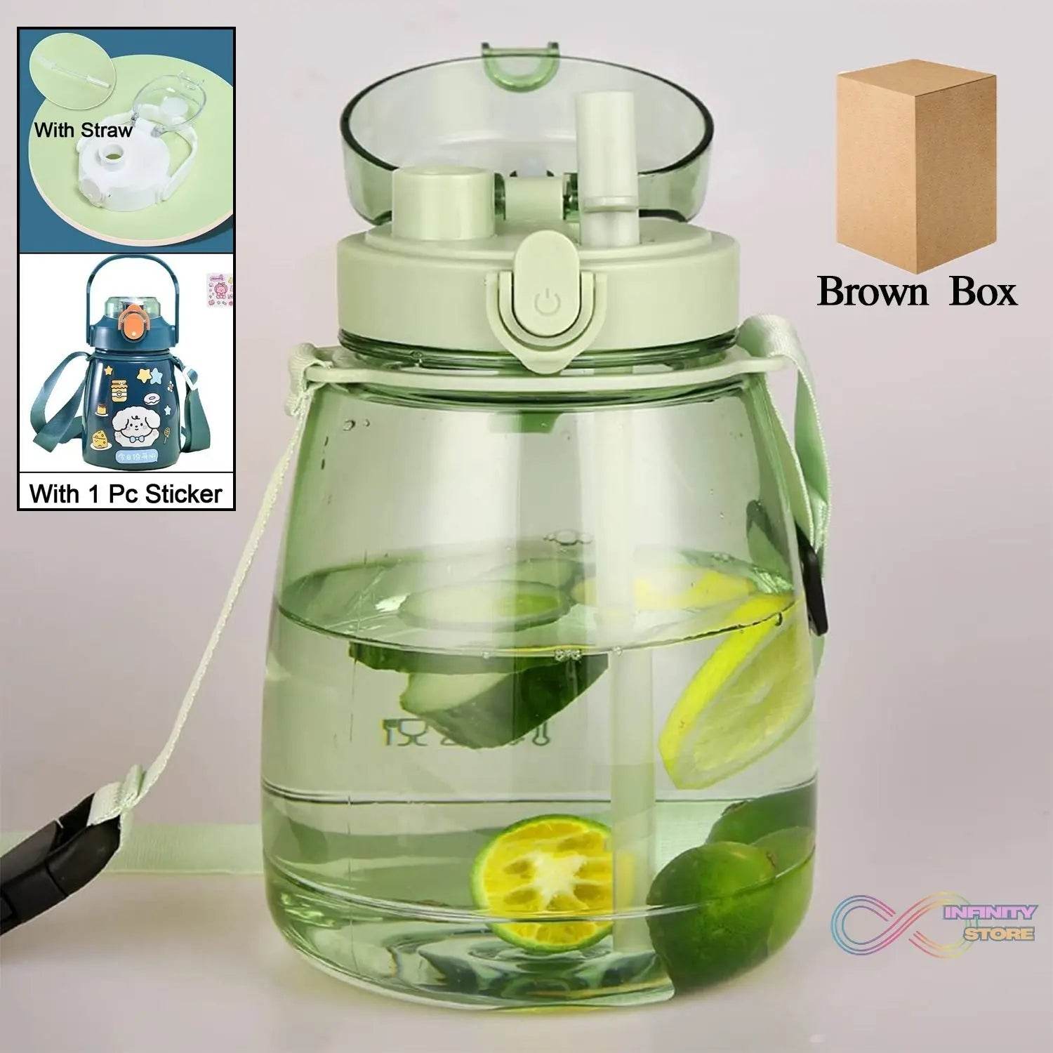 Insulated Water Bottle Portable Water Bottle With Strap, Sticker and Straw Cute Outdoor Sports Bottle For Water Travel Drinkware Jug Travel Water Bottle large Capacity Water Jug, Gym / Kid / Outdoor Sport / Campus, Fashionable (1300 ML Approx) - infinityexculsivestore.com