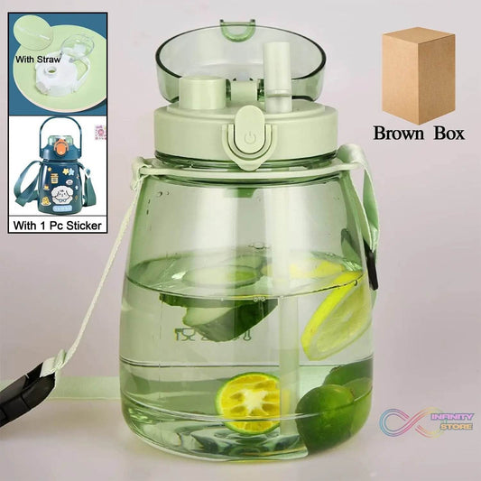 Insulated Water Bottle Portable Water Bottle With Strap, Sticker and Straw Cute Outdoor Sports Bottle For Water Travel Drinkware Jug Travel Water Bottle large Capacity Water Jug, Gym / Kid / Outdoor Sport / Campus, Fashionable (1300 ML Approx) - infinityexculsivestore.com