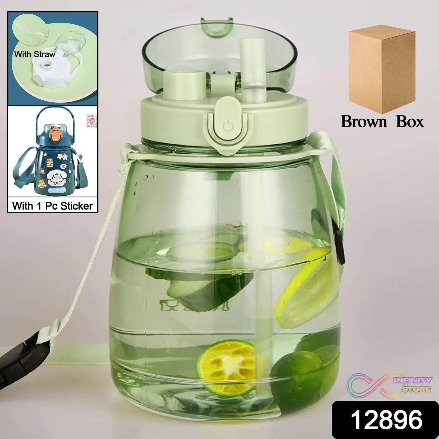 Insulated Water Bottle Portable Water Bottle With Strap, Sticker and Straw Cute Outdoor Sports Bottle For Water Travel Drinkware Jug Travel Water Bottle large Capacity Water Jug, Gym / Kid / Outdoor Sport / Campus, Fashionable (1300 ML Approx) - infinityexculsivestore.com