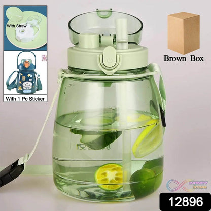 Insulated Water Bottle Portable Water Bottle With Strap, Sticker and Straw Cute Outdoor Sports Bottle For Water Travel Drinkware Jug Travel Water Bottle large Capacity Water Jug, Gym / Kid / Outdoor Sport / Campus, Fashionable (1300 ML Approx) - infinityexculsivestore.com