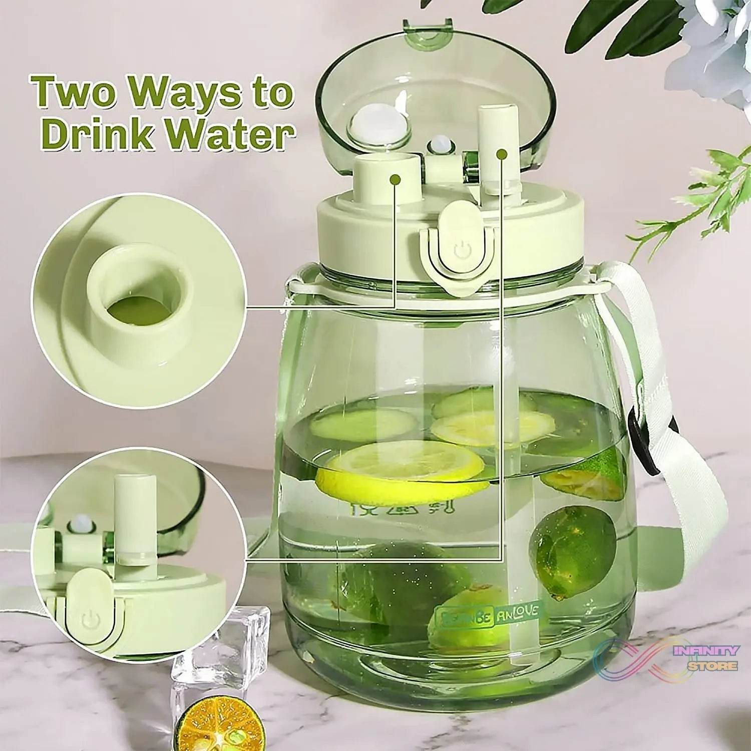 Insulated Water Bottle Portable Water Bottle With Strap, Sticker and Straw Cute Outdoor Sports Bottle For Water Travel Drinkware Jug Travel Water Bottle large Capacity Water Jug, Gym / Kid / Outdoor Sport / Campus, Fashionable (1300 ML Approx) - infinityexculsivestore.com