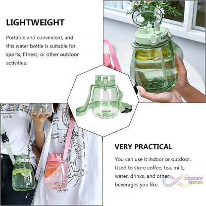 Insulated Water Bottle Portable Water Bottle With Strap, Sticker and Straw Cute Outdoor Sports Bottle For Water Travel Drinkware Jug Travel Water Bottle large Capacity Water Jug, Gym / Kid / Outdoor Sport / Campus, Fashionable (1300 ML Approx) - infinityexculsivestore.com