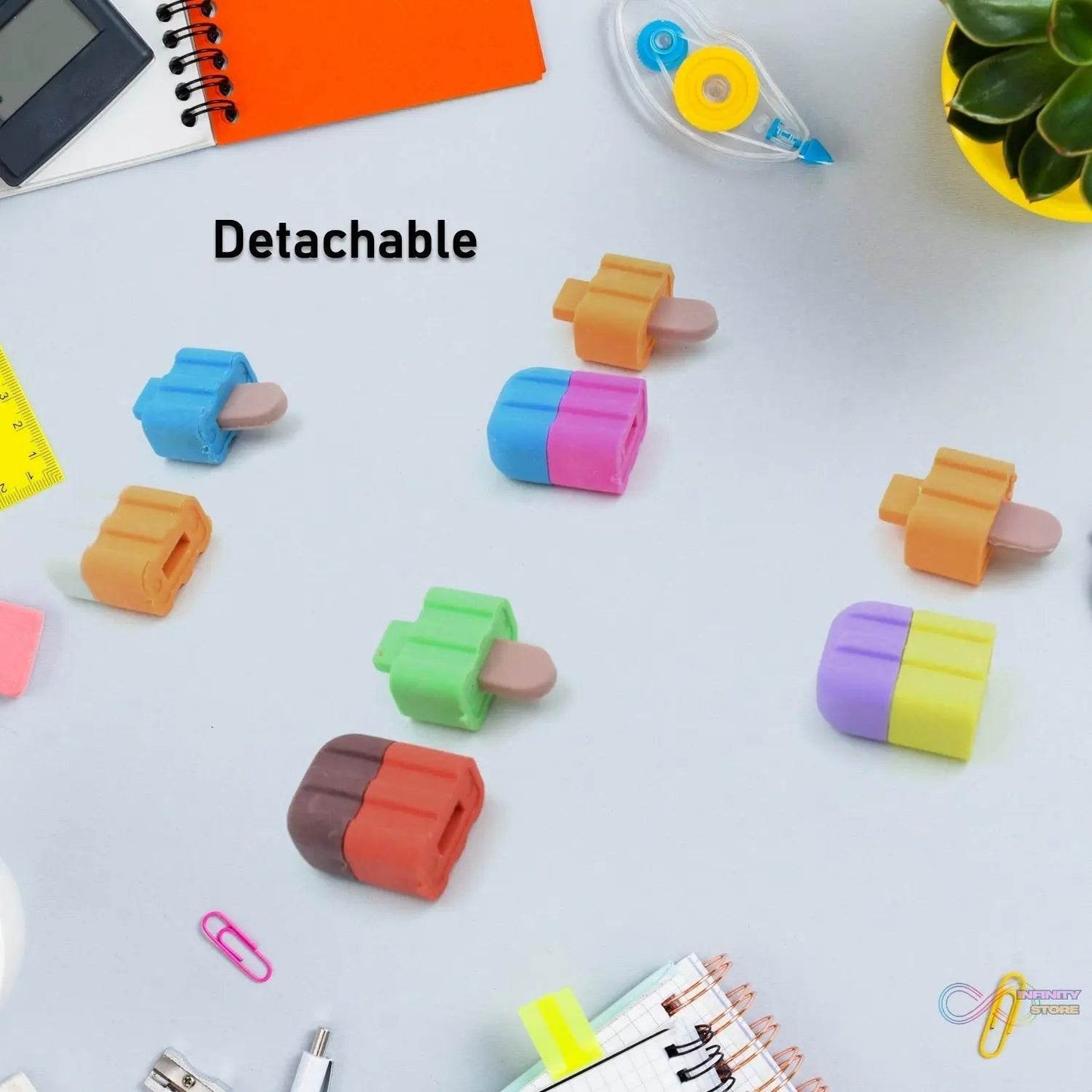 Ice cream Shape Eraser for Girls & Boys 3D Eraser for School B'Day Return Gift Ice Cream Theme Shape Erasers Pencils Set for Kids Educational Stationary kit, School Supplies (1 Set 4 Pc) - infinityexculsivestore.com