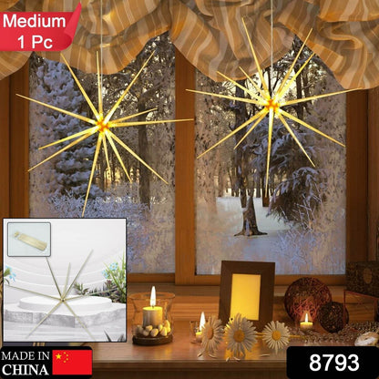 3D Gold Star Hanging Decoration Star, Acrylic Look Hanging Luminous Star for Windows, Home, Garden Festive Embellishments for Holiday Parties Weddings Birthday Home Decoration (Medium) - infinityexculsivestore.com