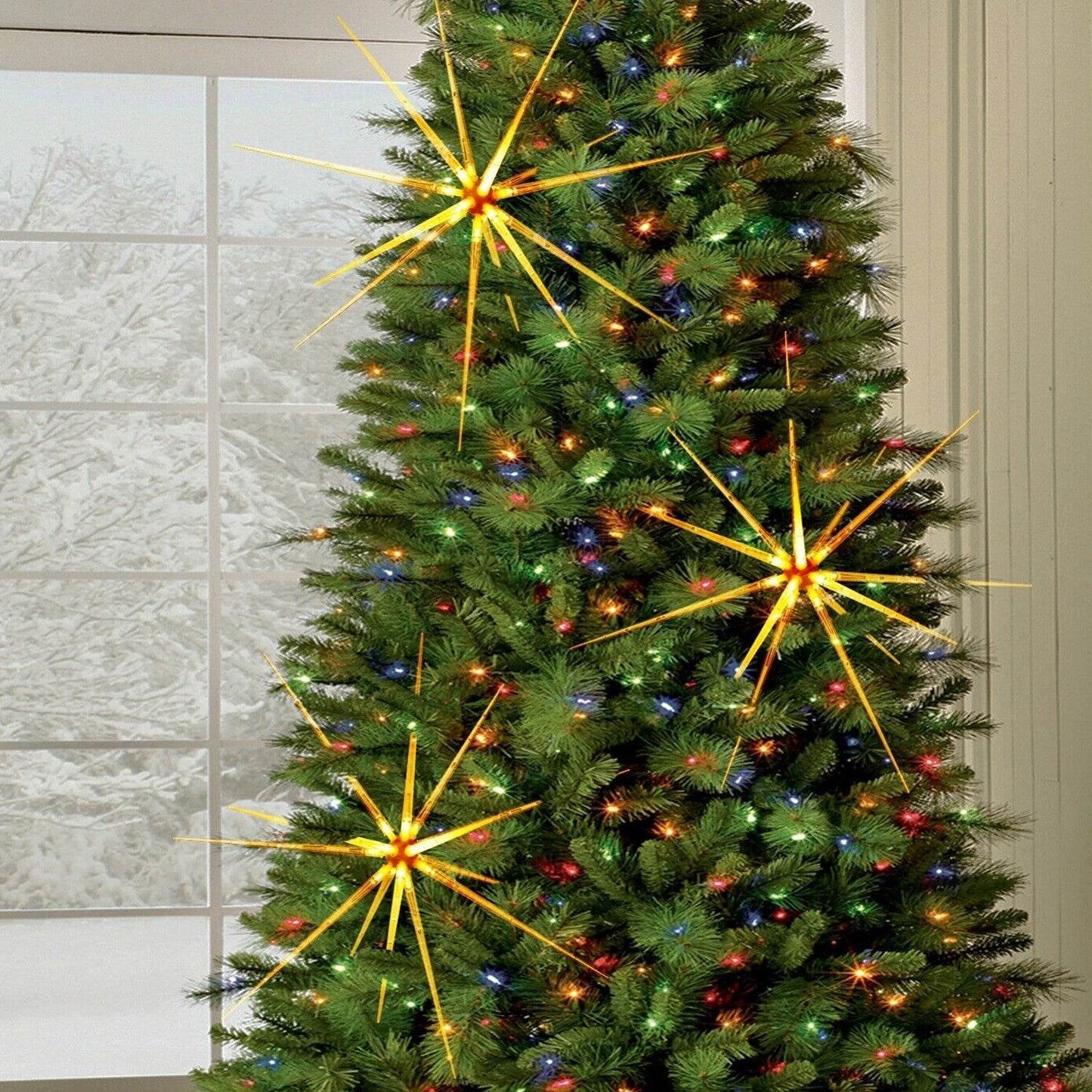 3D Gold Star Hanging Decoration Star, Acrylic Look Hanging Luminous Star for Windows, Home, Garden Festive Embellishments for Holiday Parties Weddings Birthday Home Decoration (Medium) - infinityexculsivestore.com