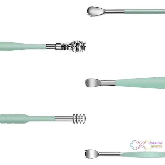 6-in-1 Ear Wax Cleaner- Resuable Ear Cleaning Tools Leather Pouch - Ear Pick Wax Remover Tool Kit with Ear Curette Cleaner and Spring Ear Buds Cleaner Fit in Pocket Great for Traveling - infinityexculsivestore.com