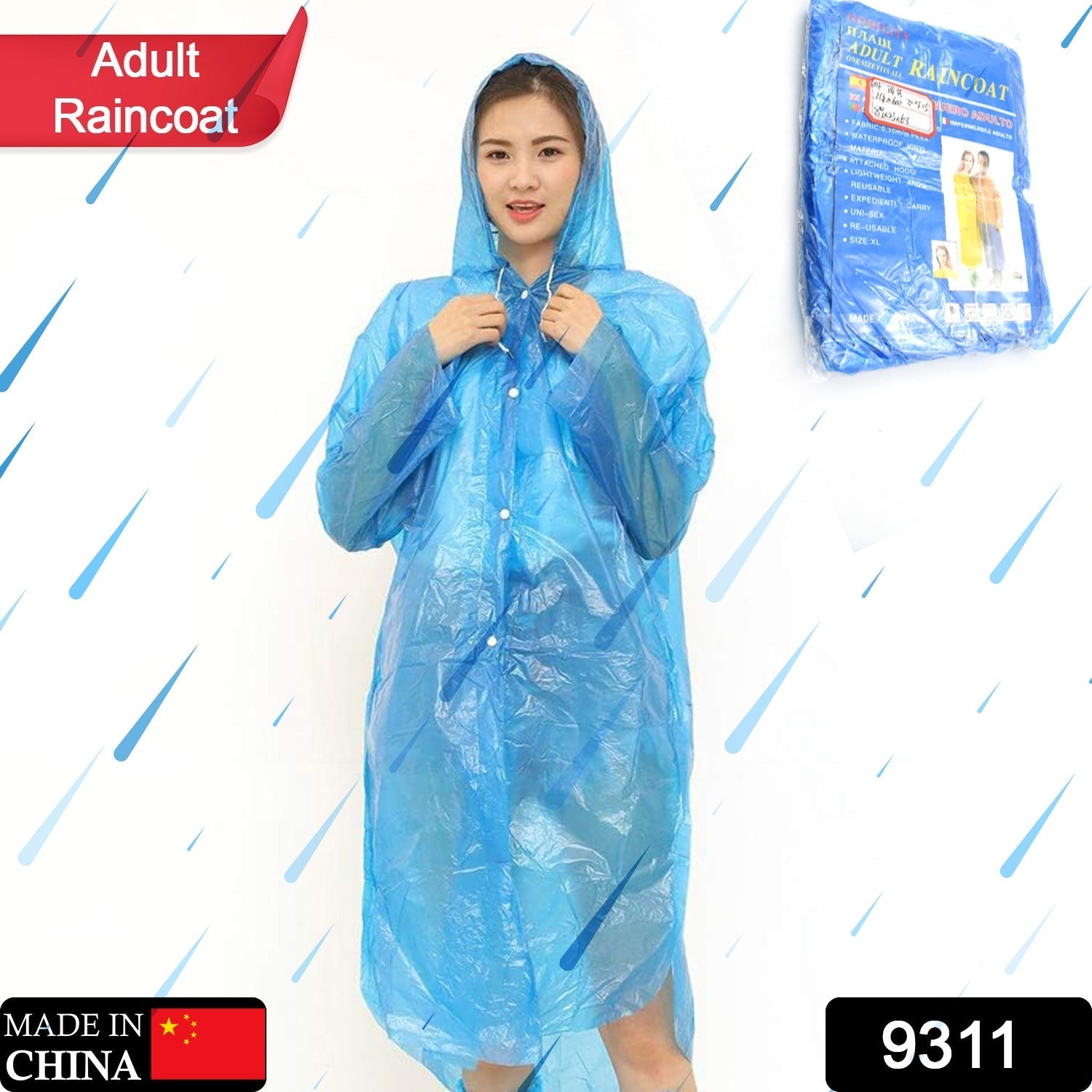 Portable Adult Rain Coat, Raincoat Waterproof Button Cardigan Portable Raincoat Adult Outdoor Traveling Plastic Material Raincoat/Rain wear/Rain Suit for Outdoor Accessory (1pc) - infinityexculsivestore.com