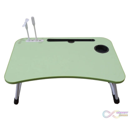 MultiPurpose Study Table Foldable Portable Notebook Bed Lap Desk Tray Stand Reading Holder with Coffee Cup Slot, Drawer, Fan, USB Cable & Light for Breakfast, Reading & Movie Watching (1 Pc Mix Color) - infinityexculsivestore.com