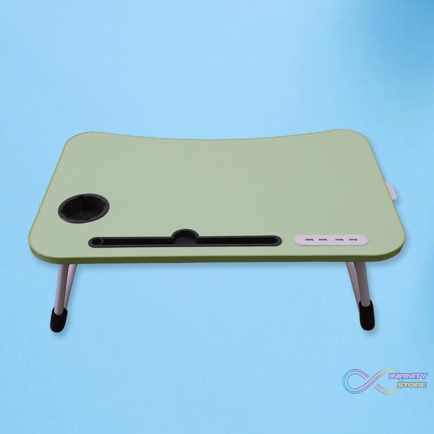 MultiPurpose Study Table Foldable Portable Notebook Bed Lap Desk Tray Stand Reading Holder with Coffee Cup Slot, Drawer, Fan, USB Cable & Light for Breakfast, Reading & Movie Watching (1 Pc Mix Color) - infinityexculsivestore.com