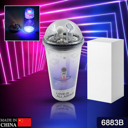 LED Glow Light, Design Printed Insulated Double Wall Plastic Tumbler Cups With Straws 13oz Theming Astronaut in Space Travel Tumbler Freezer Mug Drinking Cups for Boys and Girls School/Tuition/Gym/ Picnic (Pack Of 1) - infinityexculsivestore.com