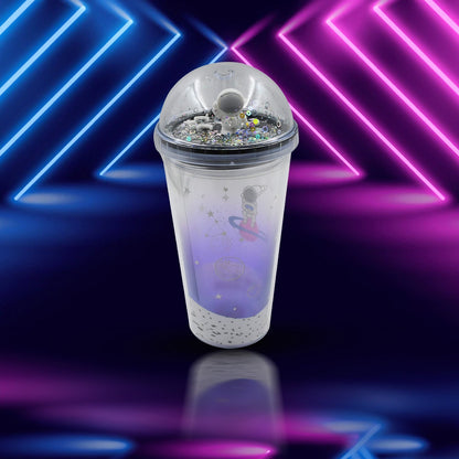 LED Glow Light, Design Printed Insulated Double Wall Plastic Tumbler Cups With Straws 13oz Theming Astronaut in Space Travel Tumbler Freezer Mug Drinking Cups for Boys and Girls School/Tuition/Gym/ Picnic (Pack Of 1) - infinityexculsivestore.com
